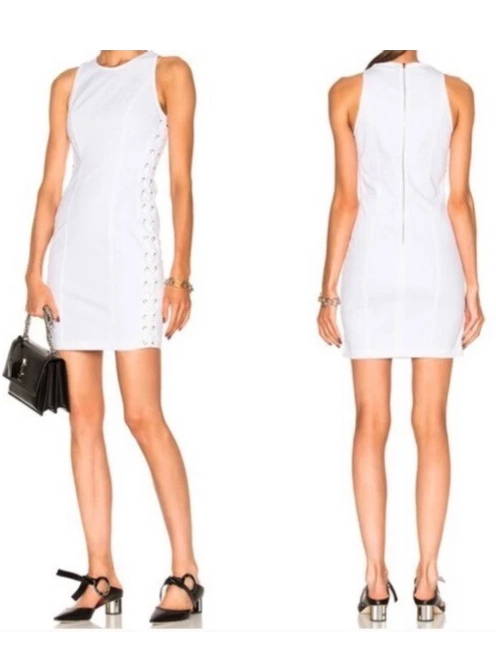 ·ALC· White Valera Lace-Up Shift Mini Dress Size 0